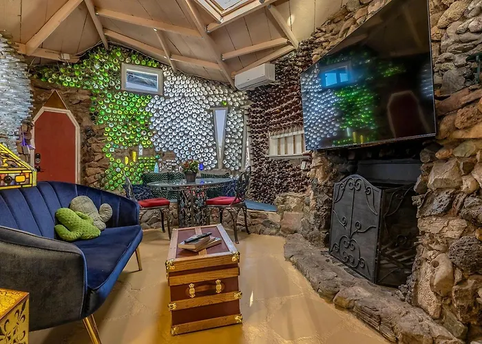 Whimsical Earth House With Colorful Bottle Architecture Near Saguaro National Park In Tucson, Arizona