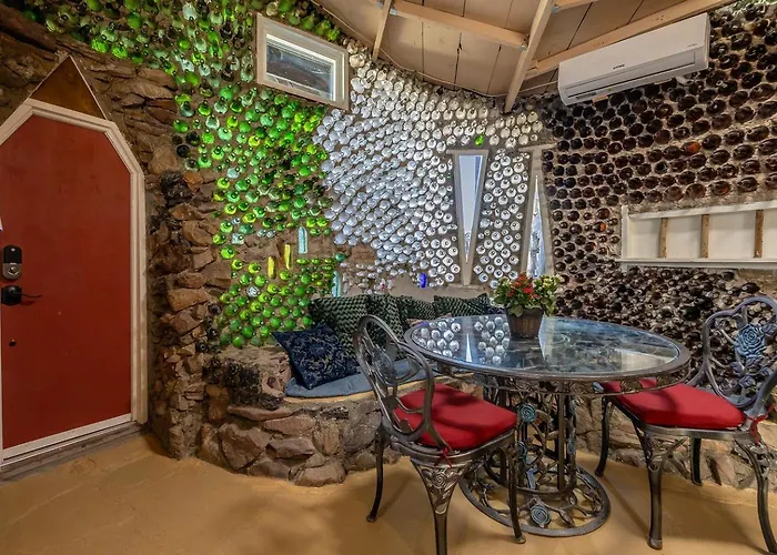 Whimsical Earth House With Colorful Bottle Architecture Near Saguaro National Park In Tucson, Arizona Tucson