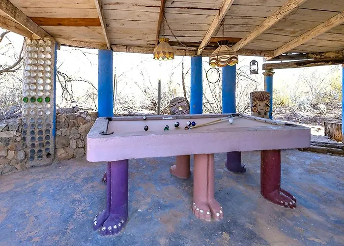 Whimsical Earth House With Colorful Bottle Architecture Near Saguaro National Park In Tucson, Arizona Tucson